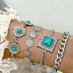 Boho layered turquoise bracelet
